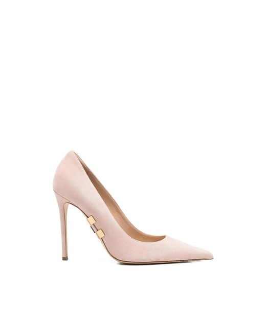 Elisabetta Franchi Pink Suede Pumps With Jewel Logo