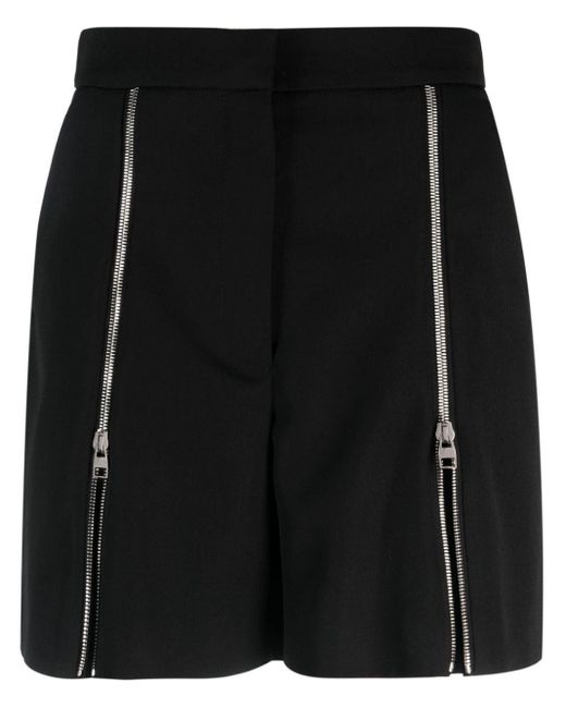 Alexander McQueen Black Zip-Embellished Wool Shorts