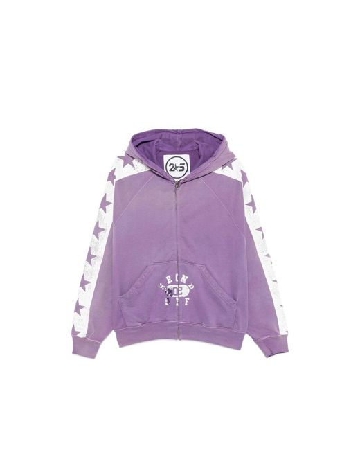 Secnd Slf Purple Star-Print Zip-Up Hoodie for men