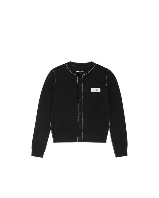 MM6 by Maison Margiela Black Button-Front Wool Blend Knit Cardigan