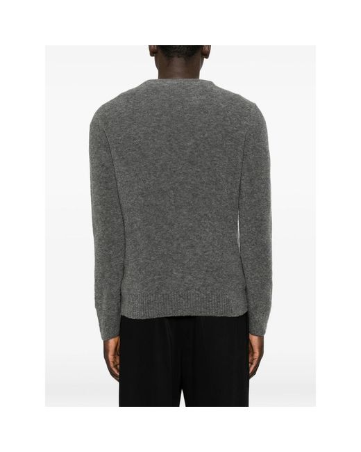 Fileria Gray Fine-Knit Crew-Neck Sweater for men