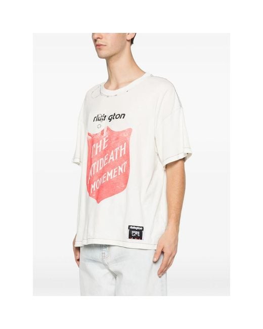 RIVINGTON roi Rebis Pink Graphic-Print Distressed T-Shirt for men