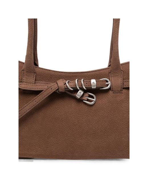 MARGE SHERWOOD Brown Buckle-Detail Shoulder Bag