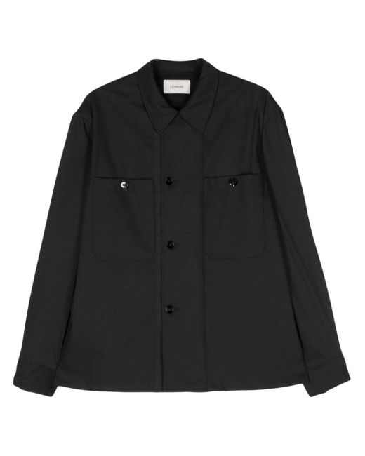 Lemaire Black Military-Inspired Virgin-Wool Overshirt