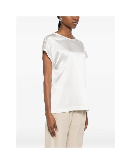 Panicale White Embellished-Detail Round-Neck Blouse
