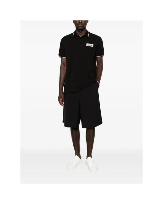 Versace Jeans Couture Black Logo-Detail Polo Shirt for men