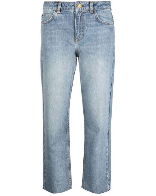 Ba&sh Blue Evan Slim-cut Cropped Jeans