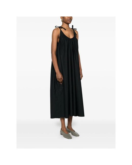 Co. Black Tie-Straps Gathered Maxi Dress