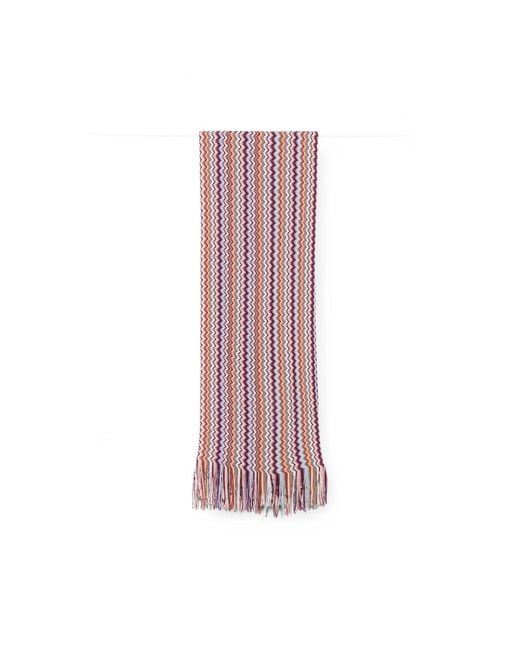 Missoni Purple Zig-Zag Pattern Fringed Scarf