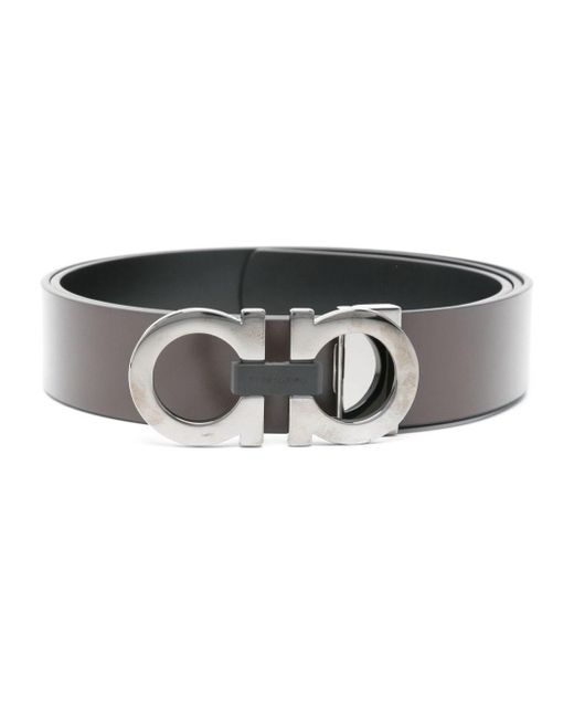 Ferragamo Black Gancini-buckle Reversible Leather Belt for men