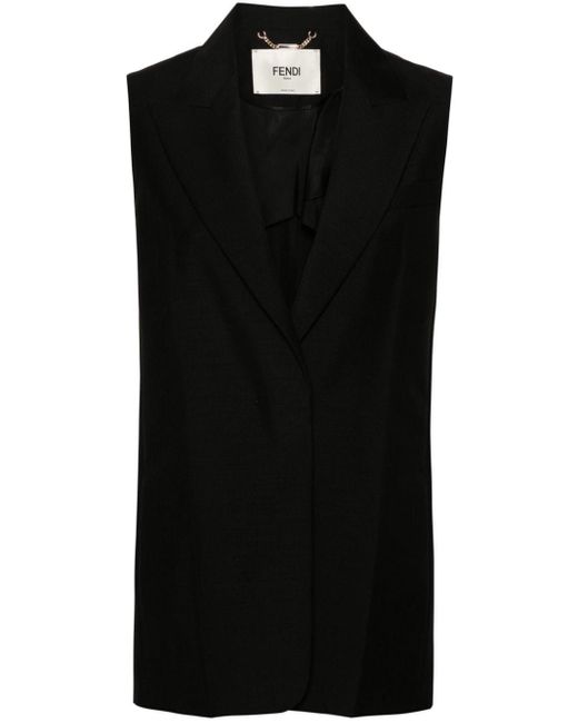 Fendi Black Wool Single-Breasted Vest