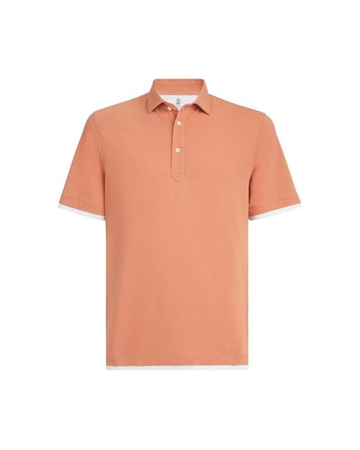 Brunello Cucinelli Orange Polo Shirts for men