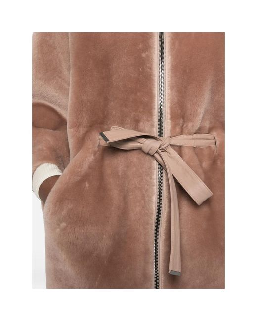 Suprema Brown Belted Shearling Jacket