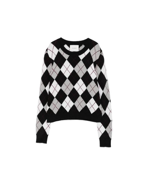 Lisa Yang Black Argyle-Knit Cashmere Sweater