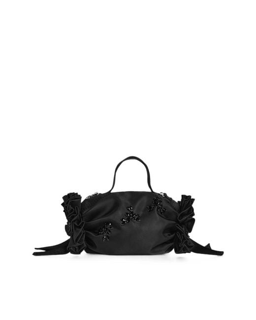 Simone Rocha Black Embellished Rosette-Detail Tote Bag