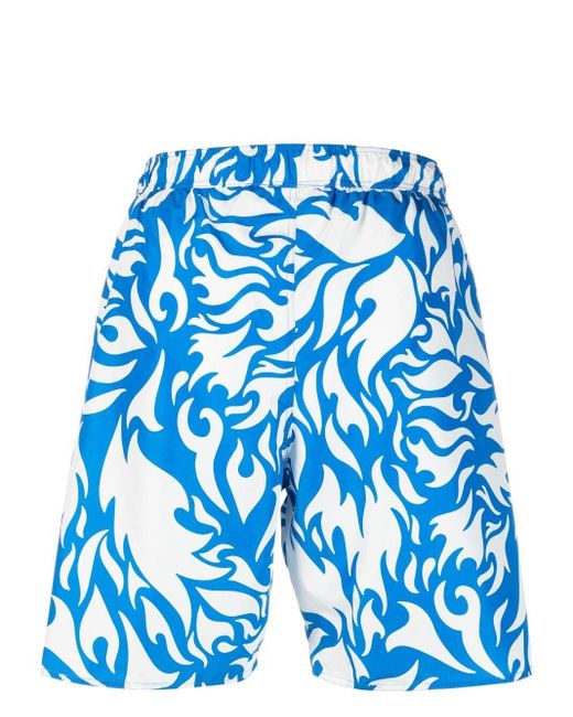 YES I AM Blue Graphic-Print Drawstring Swim Shorts for men