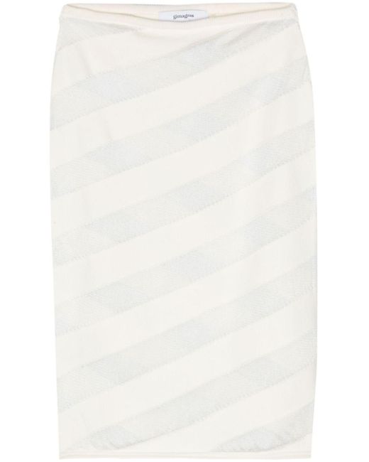 GIMAGUAS White Zebara Semi-Sheer Panel Skirt
