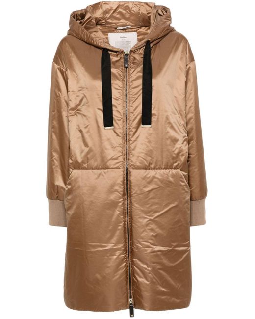 Max Mara Brown Greenf Padded Hooded Jacket