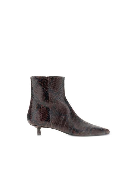 Aeyde Brown Sofie Snake-Print Pointed-Toe Ankle Boots