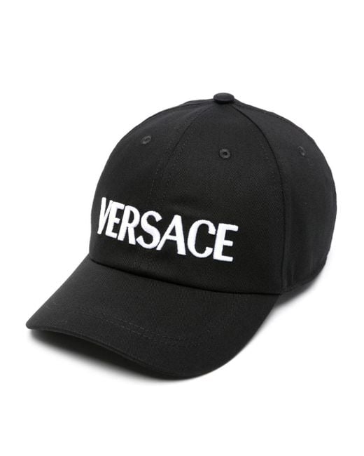 Versace Black Logo-Embroidered Cotton Cap