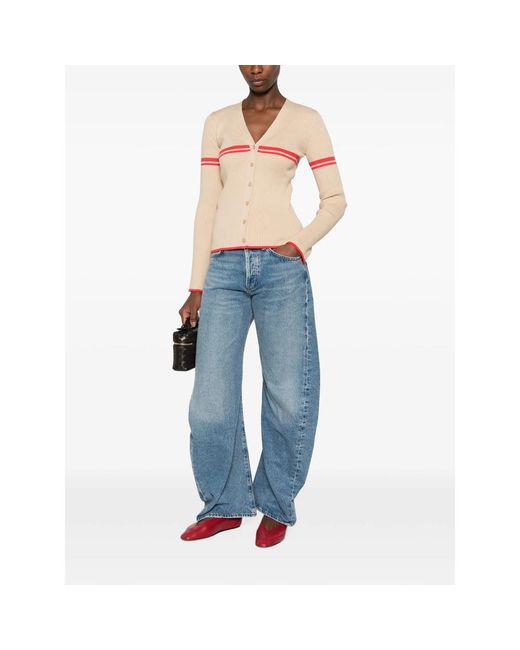 Agolde Blue Whiskered Wide-Leg Jeans
