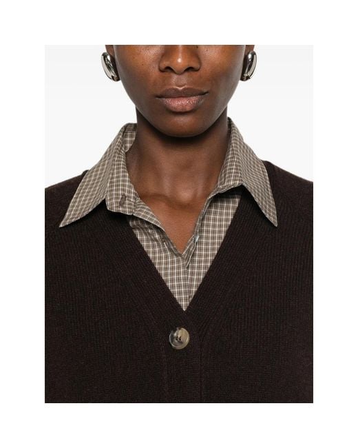 Aragona Black V-Neck Button-Up Cardigan