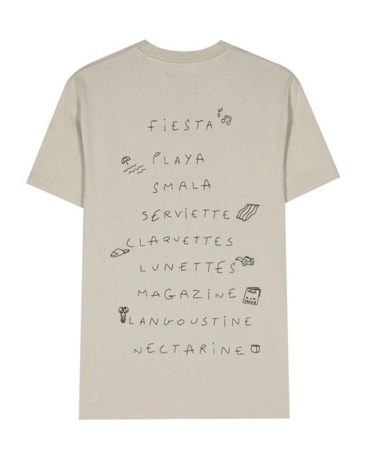 Maison Labiche Natural Slogan-Embroidered T-Shirt for men