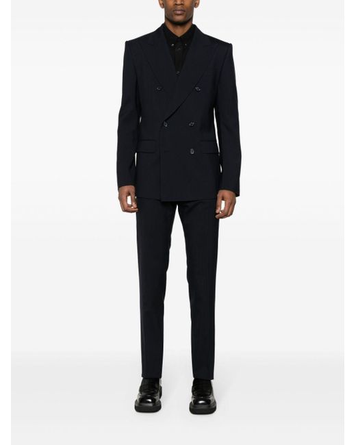 Dolce & Gabbana Blue Double-Breasted Wool Suit for men
