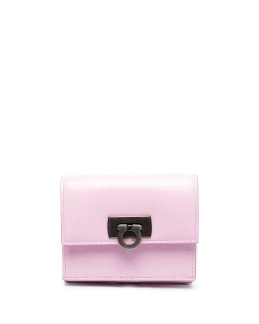 Ferragamo Pink Gancini-Buckle Leather Wallet