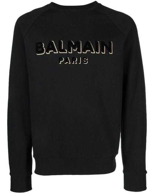 Balmain Black Logo-Print Crew-Neck Sweatshirt for men