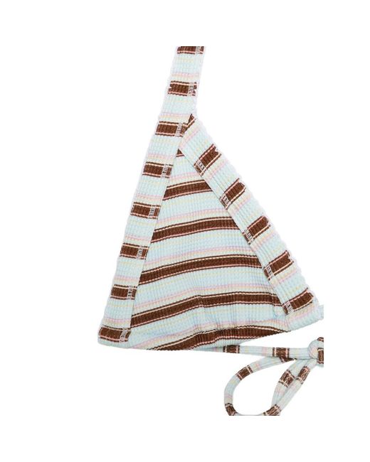 Frankie's Bikinis White Taite Thermal Striped Bikini Top