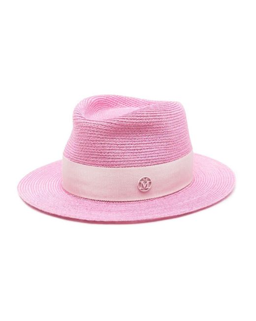 Maison Michel Pink Andre Hemp Fedora Hat