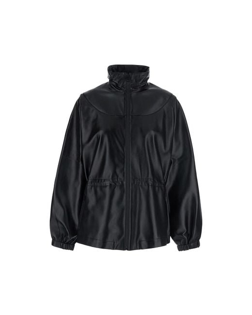 Givenchy Black Elasticated-Waist Leather Relaxed Fit Jacket