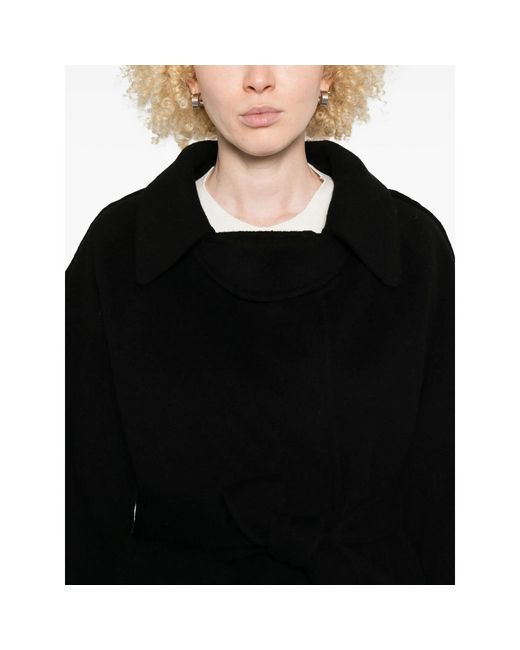 GLOX Black Belted Long-Sleeve Coat