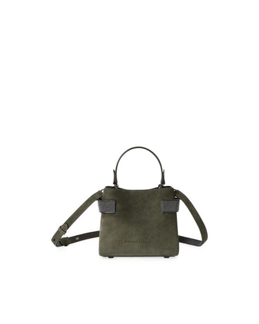 Brunello Cucinelli Green Essence Small Top-Handle Bag
