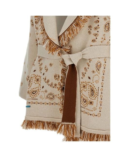 Alanui Brown Bandana-Print Cardigan