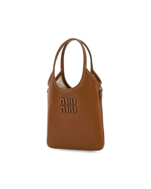 Miu Miu Brown Caramel Leather Shopping Bag