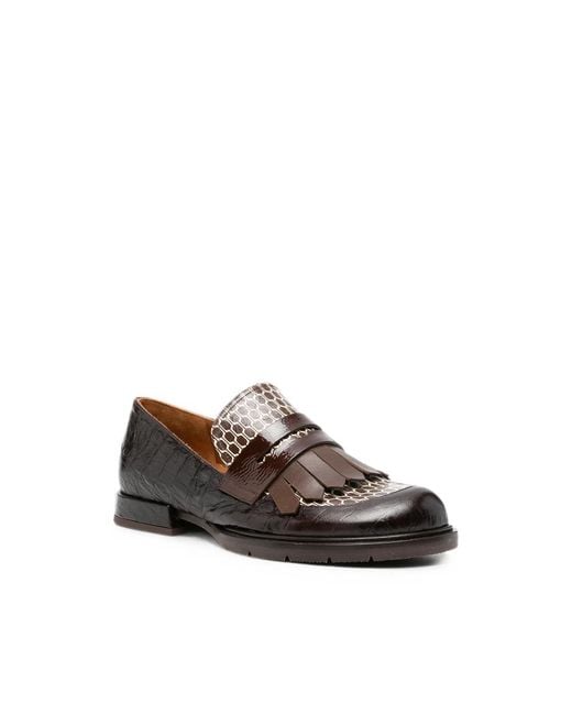 Chie Mihara Brown Jeluse Croc-Effect Fringed Loafers