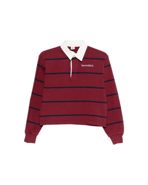 Sporty & Rich Red Sherif Logo Rugby Polo Top