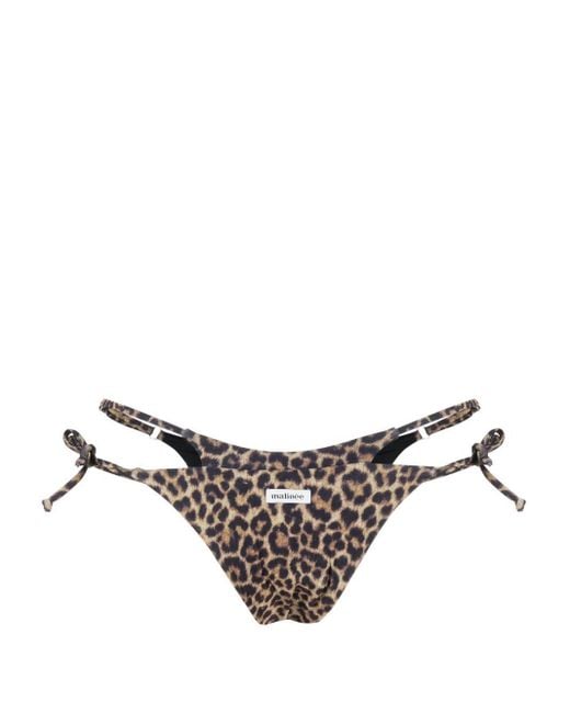 MATINEÉ Gray Leopard-Print Double-Waist Bikini Bottoms