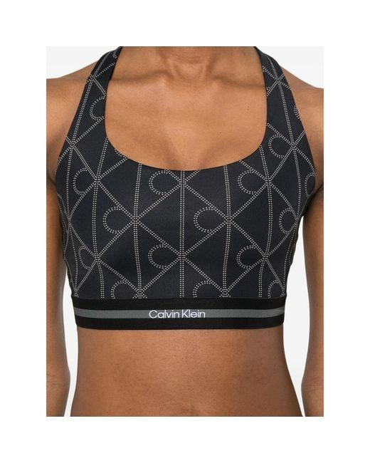 Calvin Klein Black Patterned Performance Top