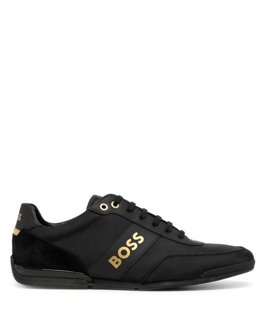 BOSS by HUGO BOSS Leather Saturn Low-top Sneakers in Black for Men ...