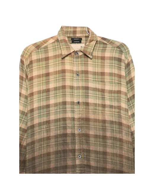 R13 Natural Check-Print Distressed-Effect Shirt