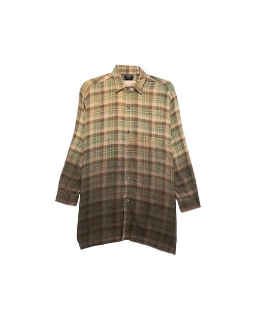 R13 Natural Check-Print Distressed-Effect Shirt