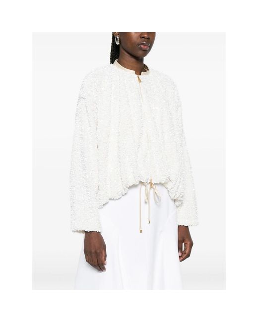 Vivetta White Sequin Zip Jacket