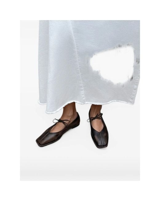 Alohas Black Bow-Detail Square-Toe Ballet Flats