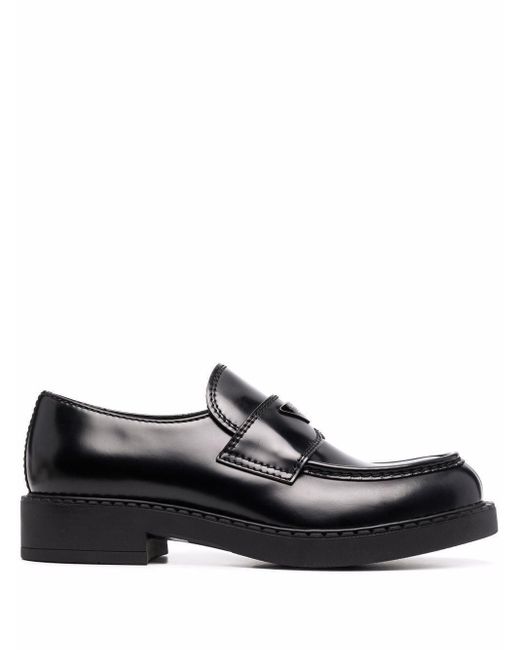 Prada Black Logo-plaque Chunky-sole Loafers for men