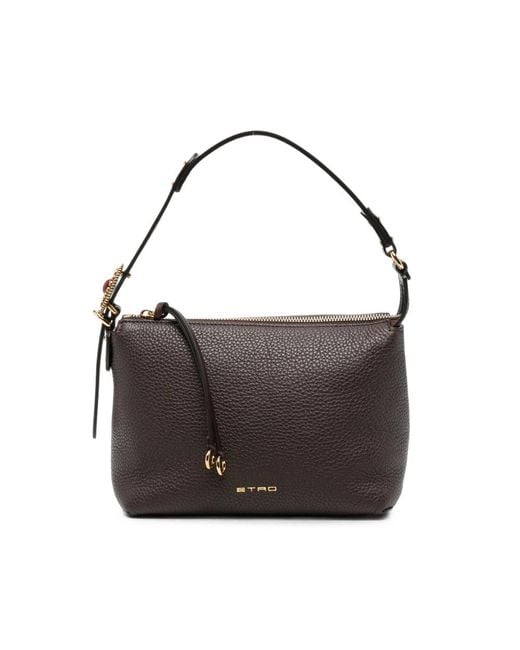 Etro Black Grainy Leather Shoulder Bag