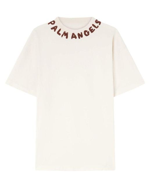 Palm Angels White T-Shirt With Print for men