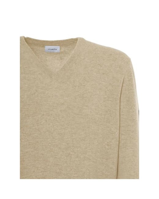 Malo Natural V-Neck Cashmere Sweater for men